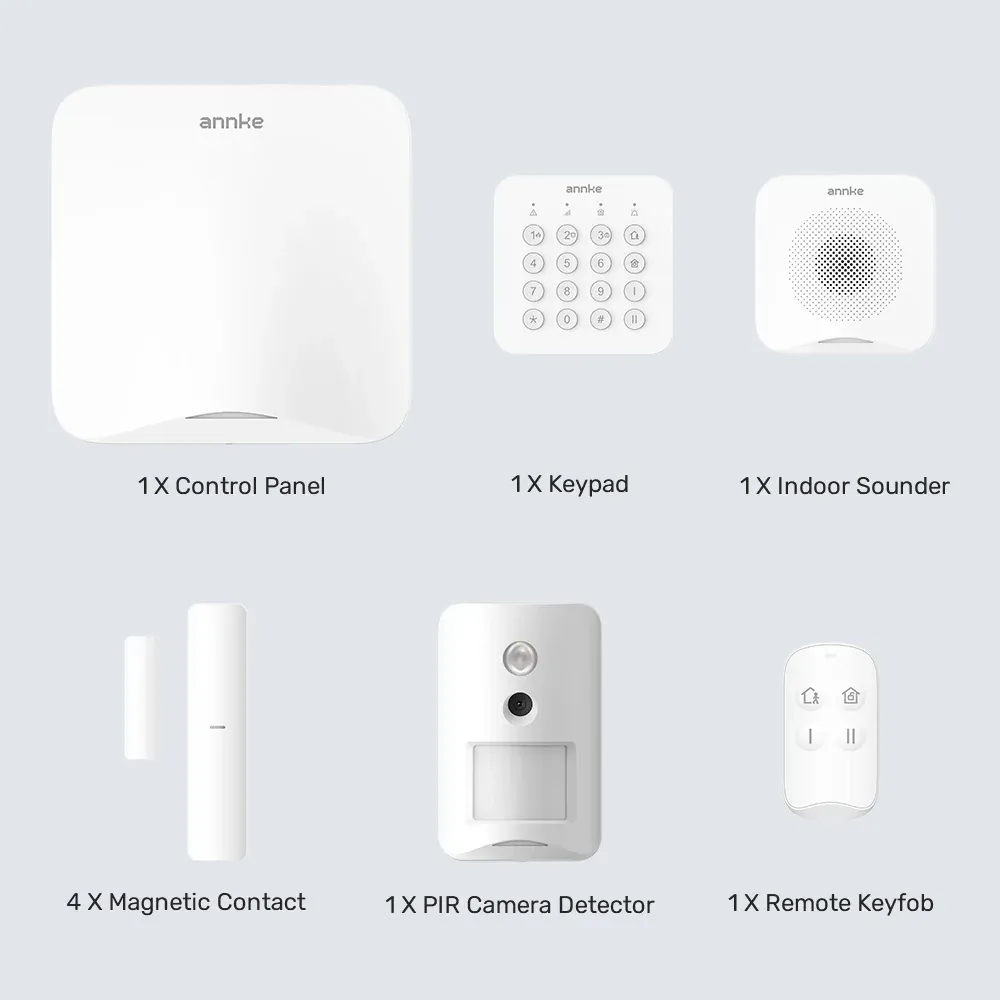 Kit Alarme Maison Sans Fil Intelligent ANNKE - Système de Sécurité Connecté WiFi avec Caméra PIR et Détection Inviolable